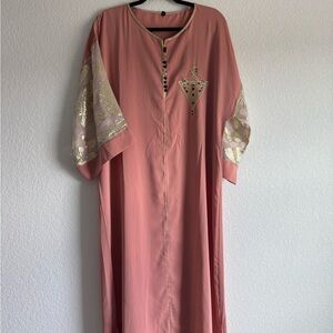 Pink and Gold Embellished Kaftan